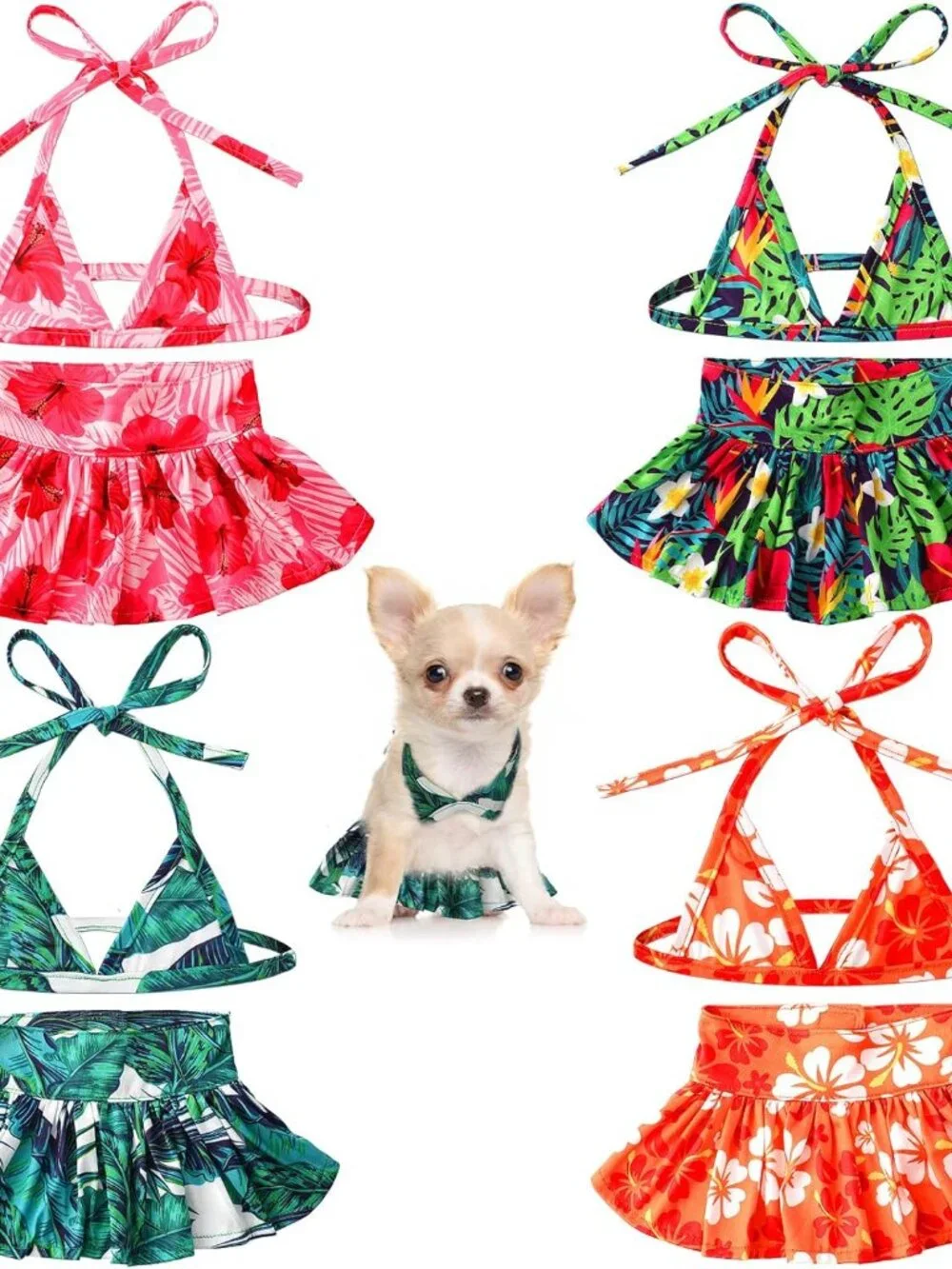 Amylove 4 Pack Small Dog Bikini Summer Bathing Suits for Puppy Doggies Swimsuit